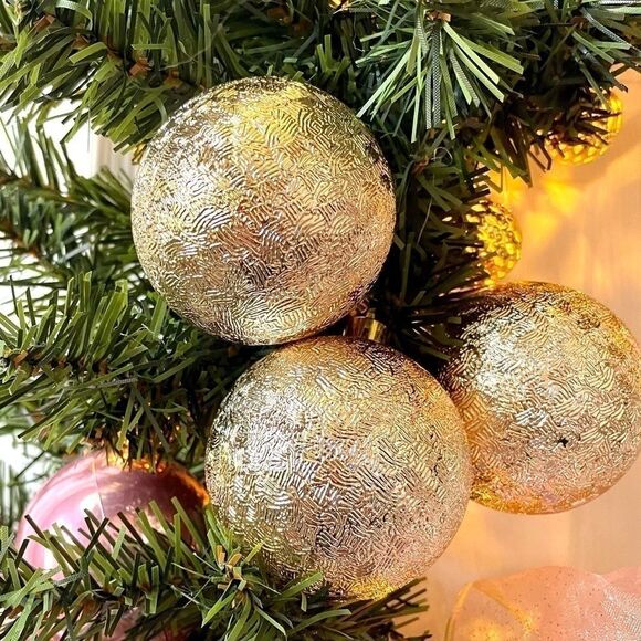 PINK AND GOLD 24” PRE-LIT CORDLESS WREATH - Picture 9 of 9